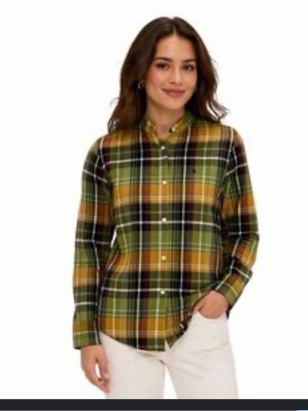 Ralph Lauren Olive Green Mustard Plaid Button-Down Shirt